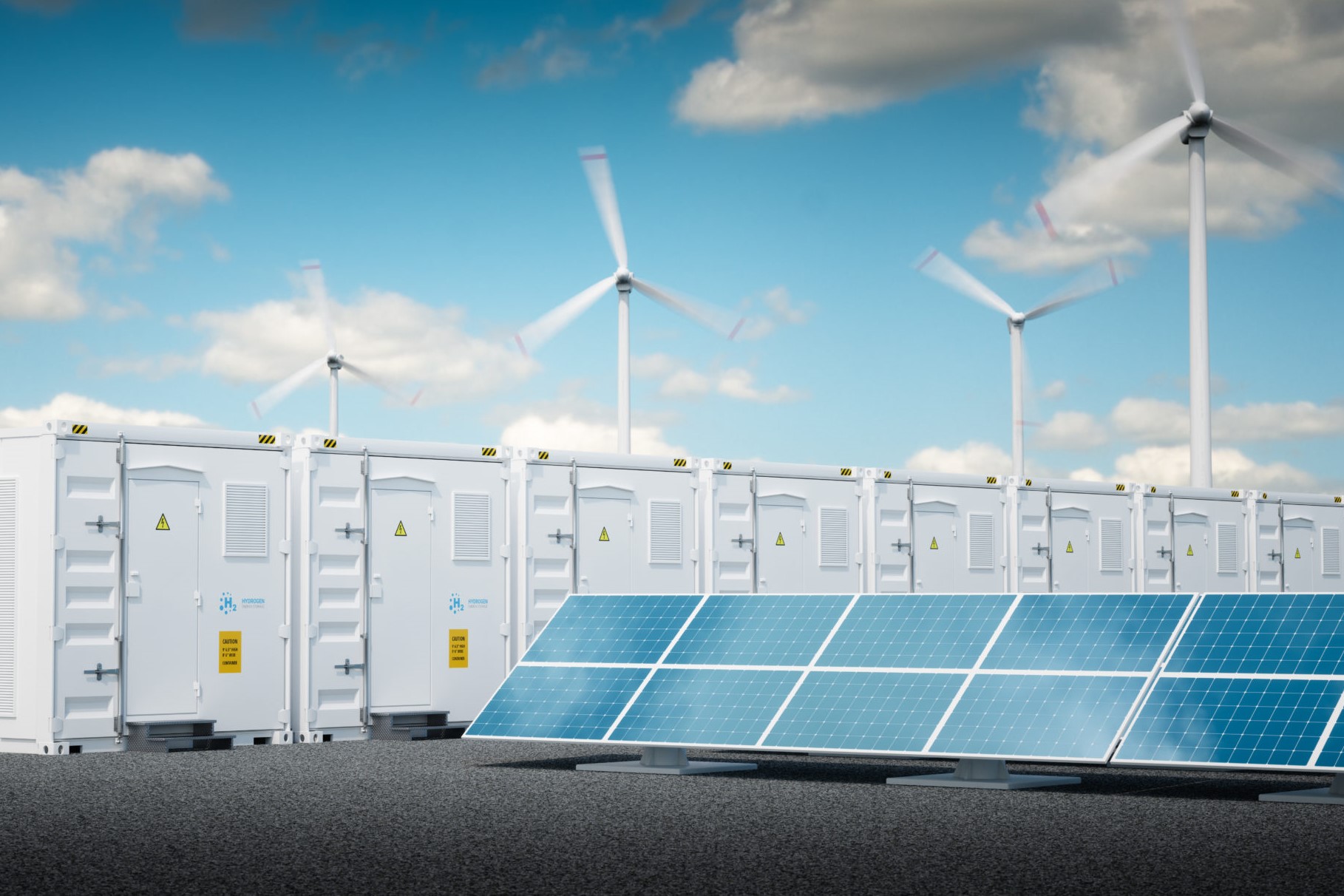 Energiespeicheranlage mit erneuerbaren Energiequellen - Photovoltaik und WIndräder